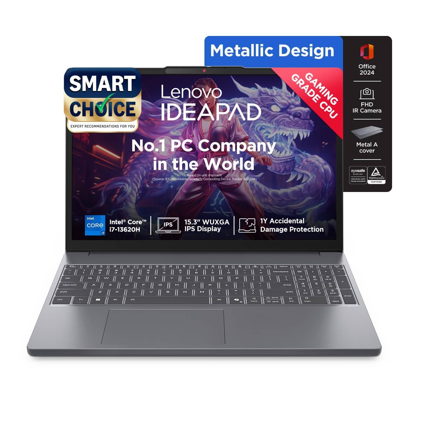 Lenovo Smartchoice Ideapad Slim 3 13Th Gen Intel Core I7-13620H 15.3 Inch(38.8Cm) WUXGA IPS Laptop(16GB RAM/512GB SSD/Windows 11/Office Home 2024/Backlit Keyboard/1Yr ADP Free/Grey/1.6Kg),83K100CJIN Lenovo Smartchoice Ideapad Slim 3 13Th Gen Intel Core I7-13620H 15.3 Inch(38.8Cm) WUXGA IPS Laptop(16GB RAM/512GB SSD/Windows 11/Office Home 2024/Backlit Keyboard/1Yr ADP Free/Grey/1.6Kg),83K100CJIN
