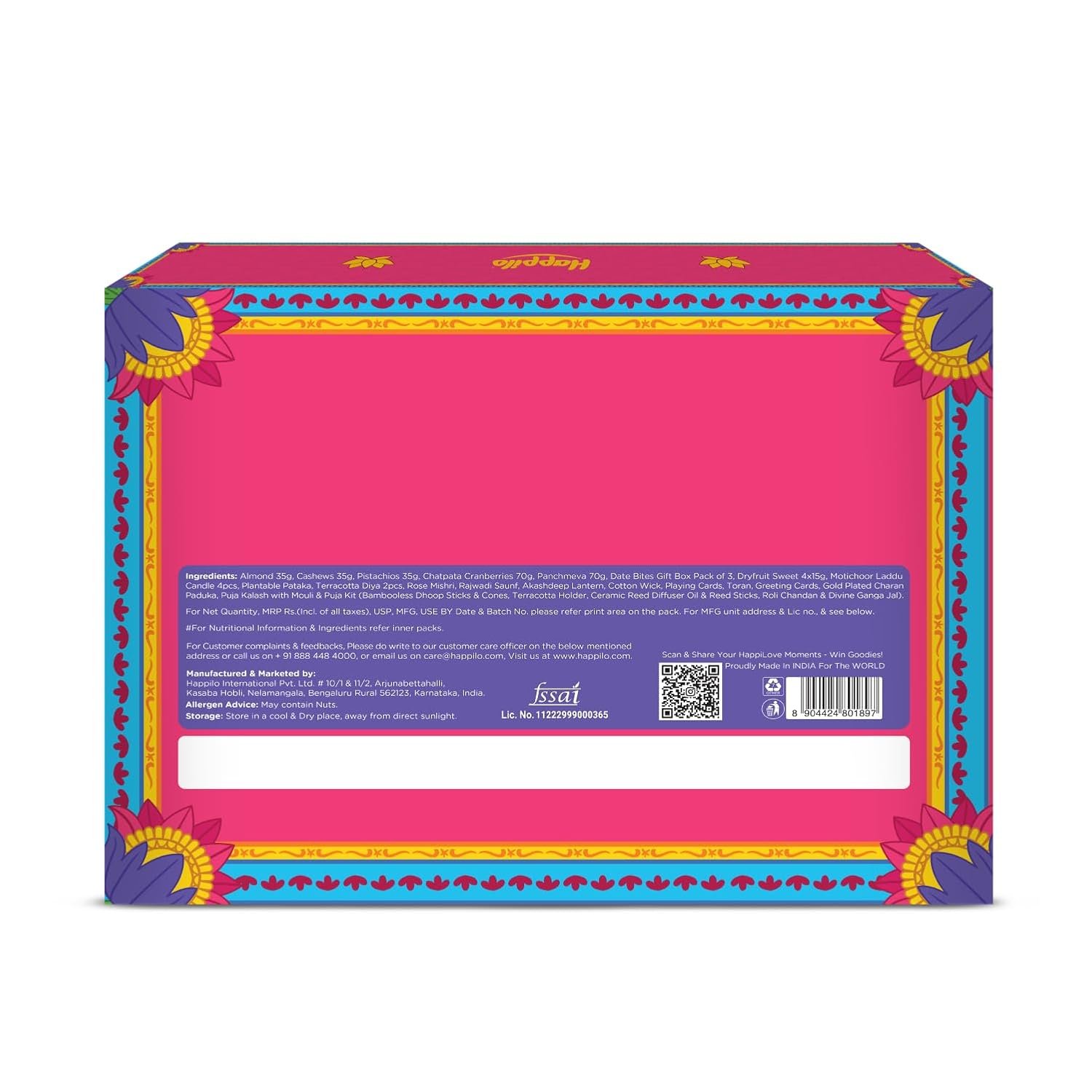 71Il0HQV7tL. SL1500 Happilo Ashta Lakshmi Diwali Gift box with 23 Inclusions | Playing Cards | Scented Candle | Plantable Pataka | Gold Plated Charan Paduka | Dry Fruits | Panchmeva | Ceramic Diya | Rajwadi Saunf | Dry Fruit Sweets | Gift Hamper