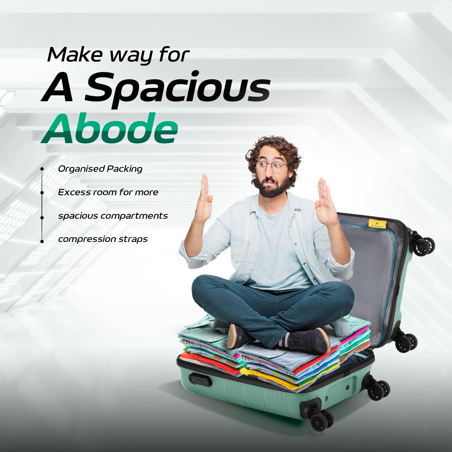 71Kbh6mKziL. SL1500 Aristocrat Cabin Polypropylene (Pp) Prime 55 Cm(Small) Check-in Check-in 8 Wheels Spinner Trolley Bags for Travel Hard Case Luggage, Lightweight Bag & Combination Lock with 7 Years Warranty (Green)