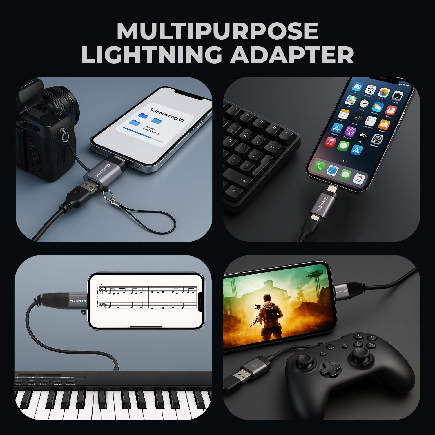 71L5H43GvxL. SL1500 Amkette iConnect Mini Lightning to USB Adapter, Connect USB Drives, Keyboards, Mice to iPhone & iPad with Lightning OTG Adaptor, Plug & Play iPhone OTG Connector, Attached Lanyard, Geoforce 1016 Chip