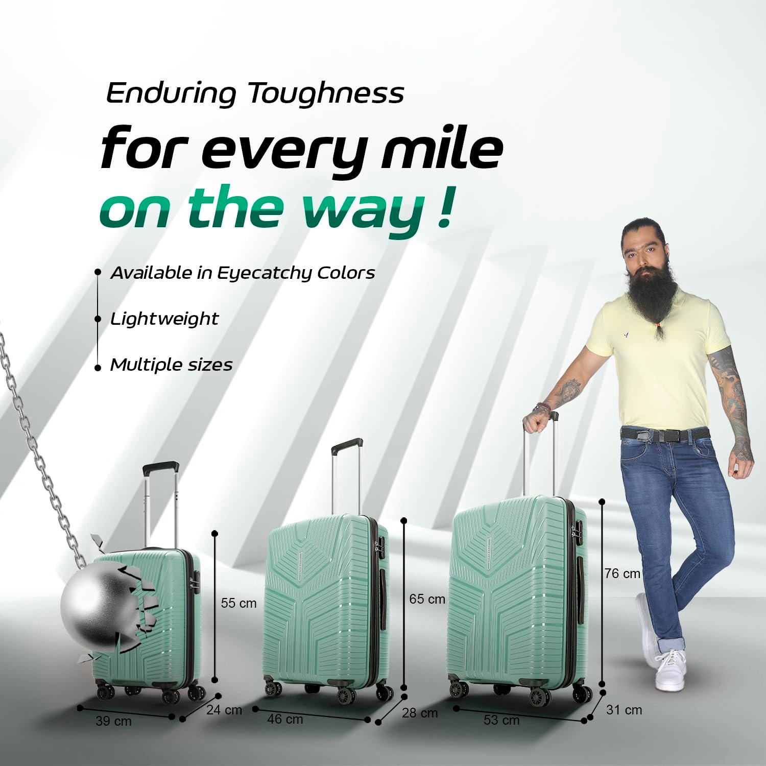 71LaEWNymjL. SL1500 Aristocrat Cabin Polypropylene (Pp) Prime 55 Cm(Small) Check-in Check-in 8 Wheels Spinner Trolley Bags for Travel Hard Case Luggage, Lightweight Bag & Combination Lock with 7 Years Warranty (Green)