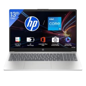HP 15, 13th Gen Intel Core i5-1334U, (16GB DDR4,512GB SSD) Anti-Glare, Micro-Edge, FHD, 15.6''/39.6cm, Win11, M365 Basic(1yr)* Office24, Silver, 1.59kg, fd0577TU, Iris Xe, FHD Camera w/Shutter Laptop