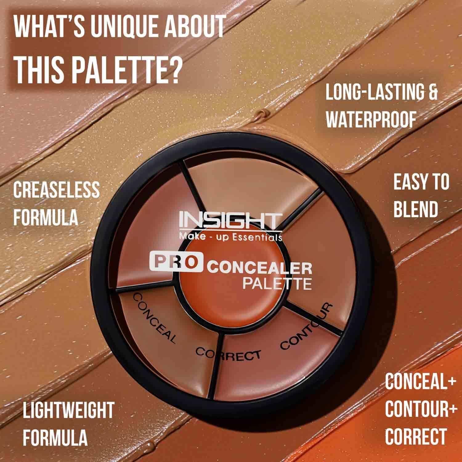 71ds4d3L95L. SL1500 1760646432 5741 INSIGHT Pro Concealer Palette – Shade Concealer | Makeup Wheel for Face | Satin–Matte Finish | 3-in-1 Conceal, Contour & Correct | Waterproof | Full Coverage | 15gm