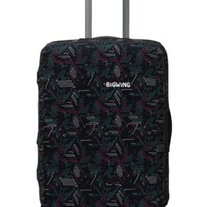 BIGWING Protective Cover in Polyester Fabric with Abstract Print for | 24' Inch 65 cm Medium Size | Hard Luggage Trolley Bag Cover (Fits Only On Fiber - Plastic Trolley Bag)
