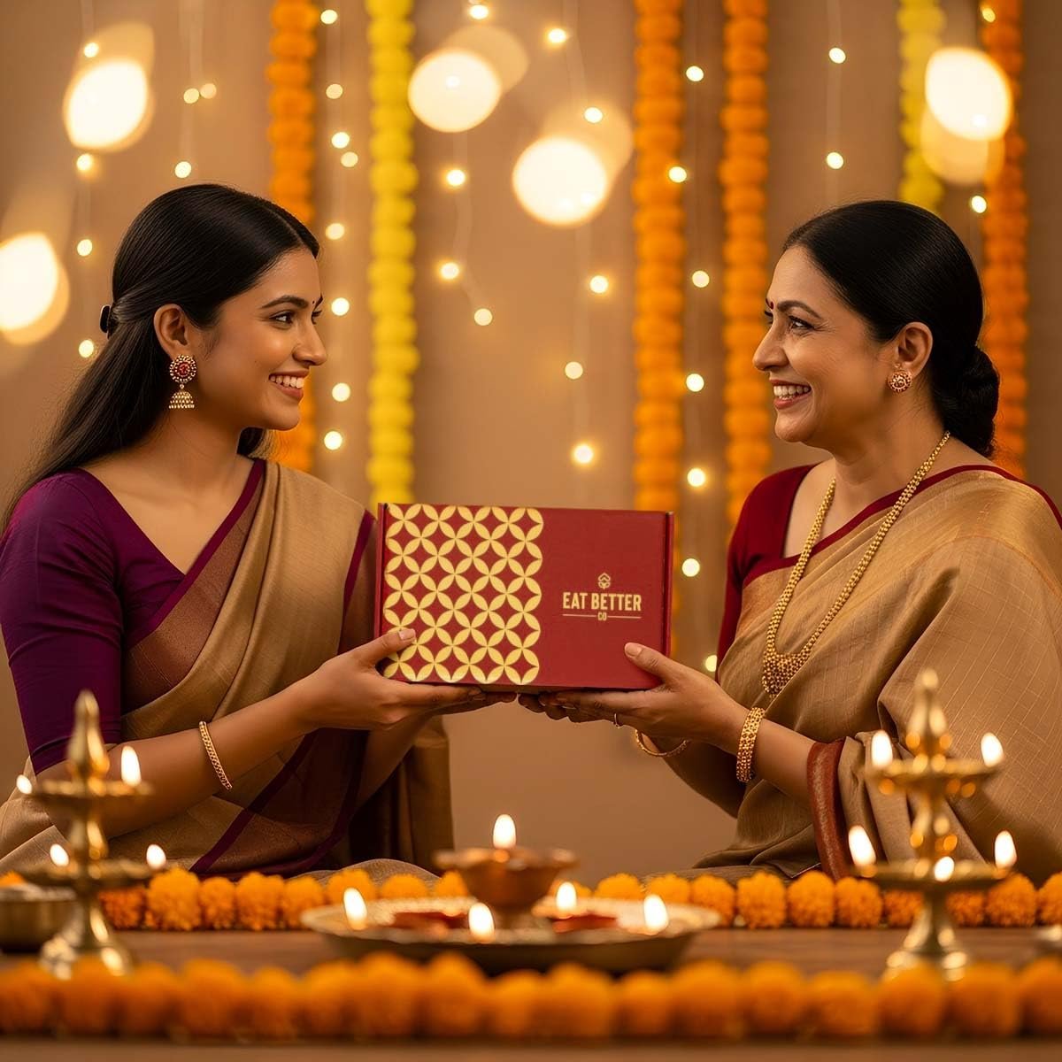 71mlqsjotfl. sl1200 Tyohaar 7-Item Diwali Festive Hamper – Chocolate Coated Nuts, Dry Fruit Laddoos and Tin Candles | Corporate & Family Gifting