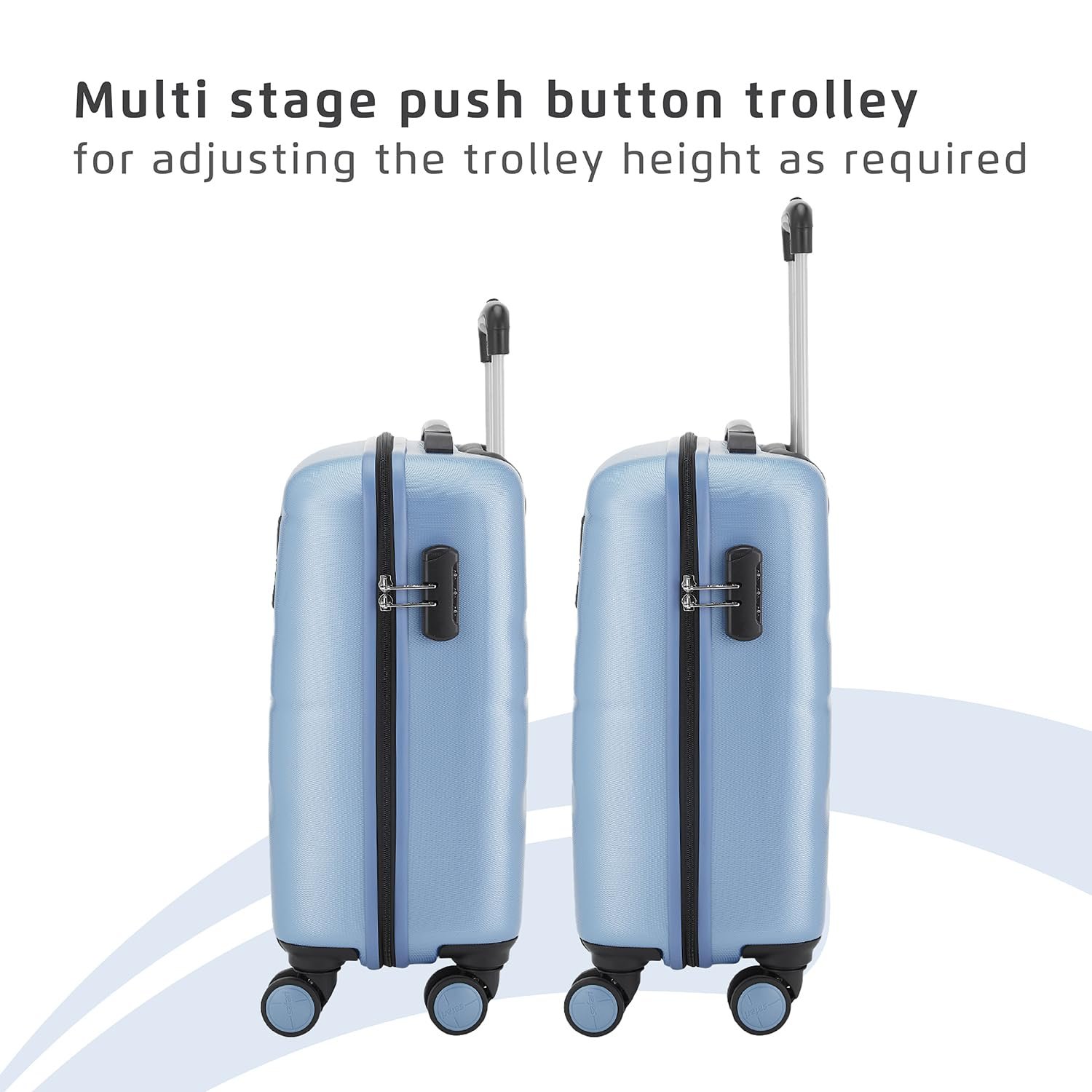 71rga Wzd1L. SL1500 Safari Cabin Polycarbonate (Pc) Persia Hardside Small Size 4 Spinner Wheels Carry-On Luggage Pearl Blue Color 55Cm
