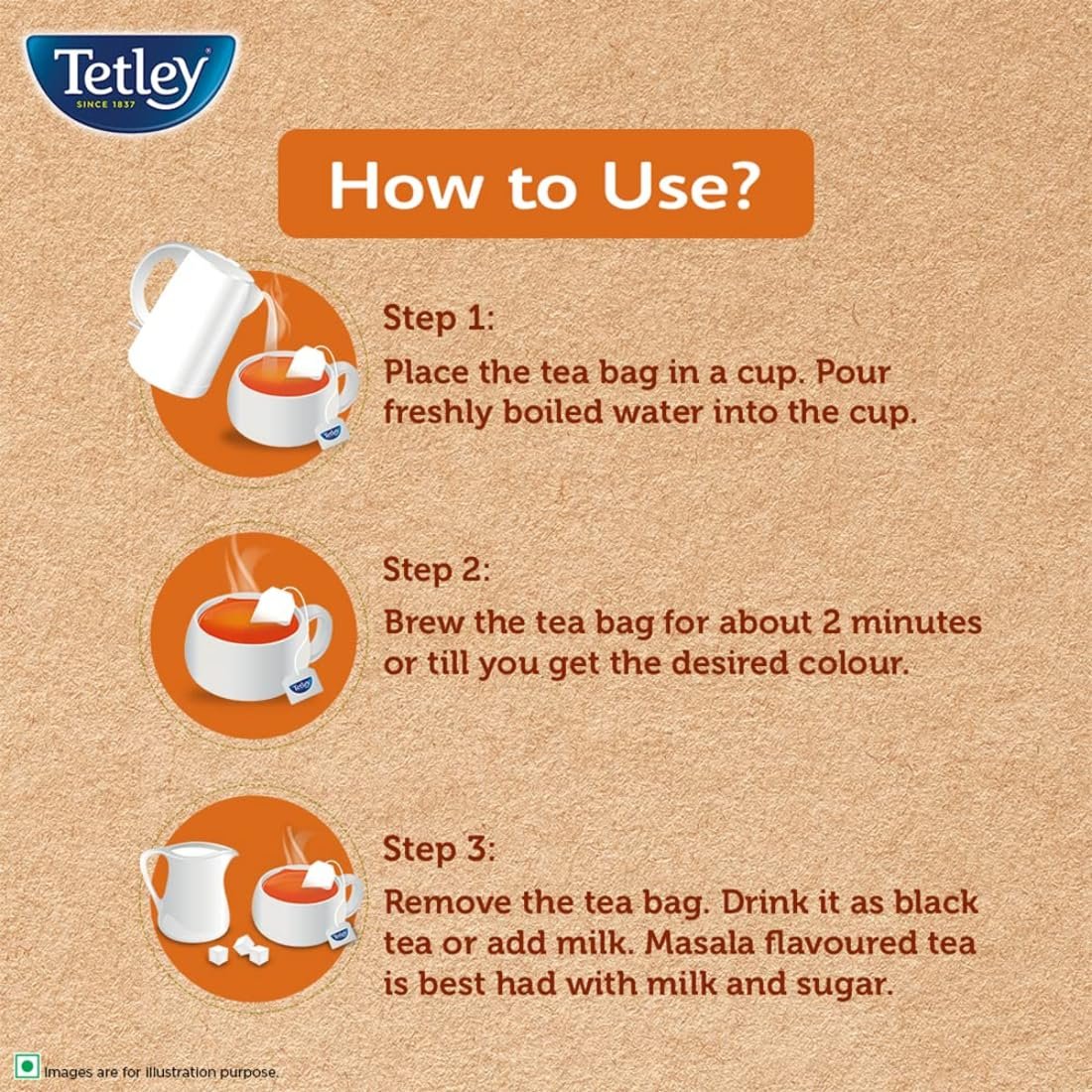 71sd4e1rl. sl1100 Tetley | Masala Chai With Natural Flavour | Black Tea | 50 Tea Bags, 100 Grams