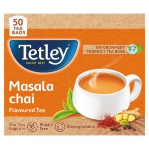 Tetley | Masala Chai With Natural Flavour | Black Tea | 50 Tea Bags, 100 Grams