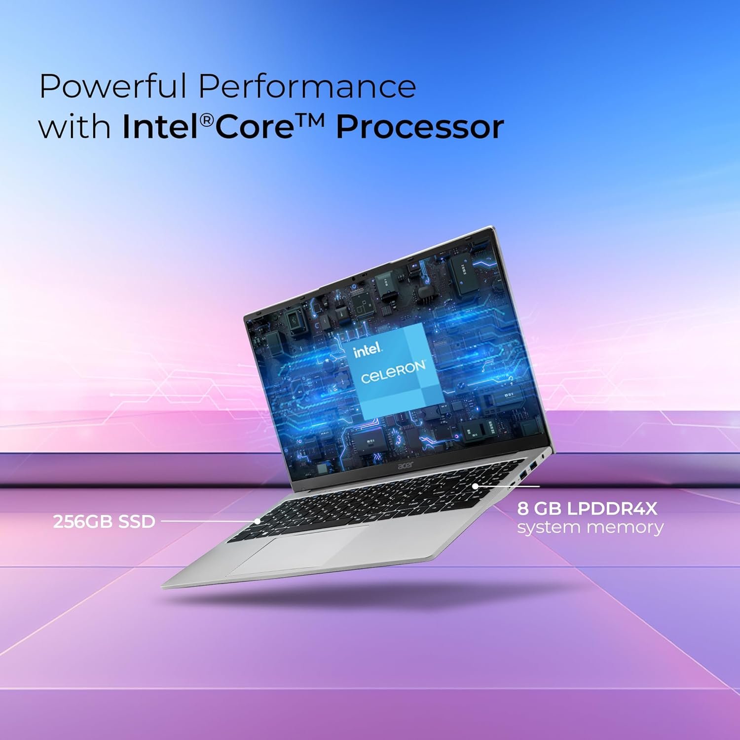 Acer [SmartChoice Aspire 3 Laptop Intel Core Celeron N4500 Processor Laptop (8 GB LPDDR4X SDRAM/256 GB SSD/Win11 Home/38 WHR/HD Webcam) A325-45 with 39.63 cm (15.6″) HD Display, Pure Silver, 1.5 KG