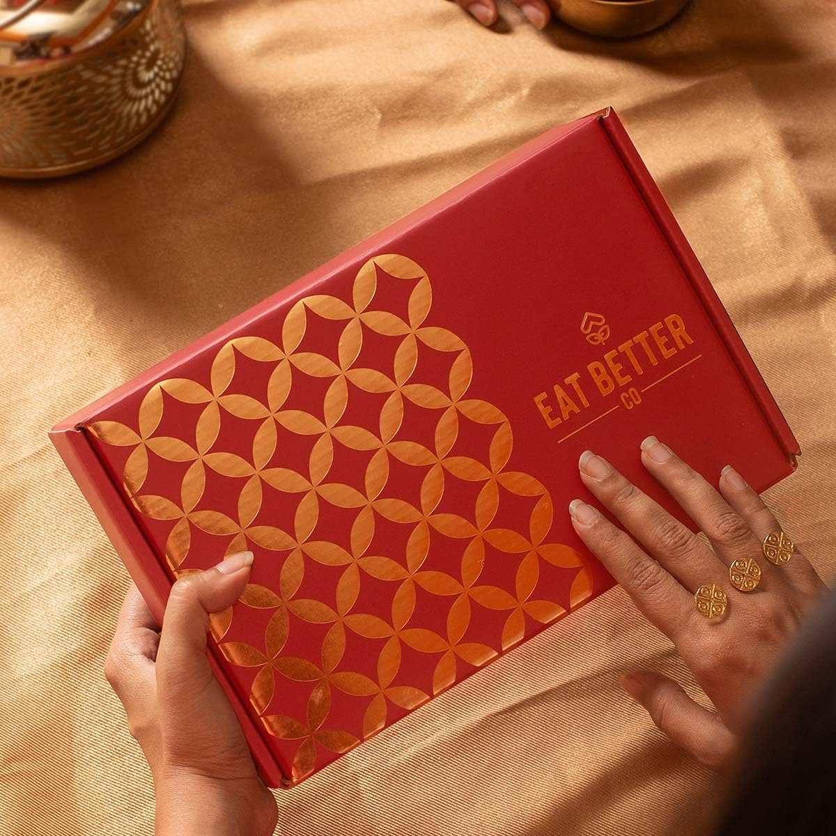 71z5uaxn9bl. sl1200 Tyohaar 7-Item Diwali Festive Hamper – Chocolate Coated Nuts, Dry Fruit Laddoos and Tin Candles | Corporate & Family Gifting