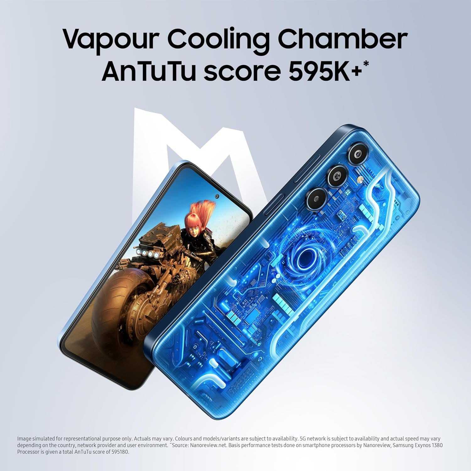 81 GXNd2sNL. SL1500 Samsung Galaxy M35 5G (DayBreak Blue,8GB RAM,128GB Storage)| Corning Gorilla Glass Victus+| AnTuTu Score 595K+| Vapour Cooling Chamber| 6000mAh Battery| 120Hz Super AMOLED Display| AI| Without Charger