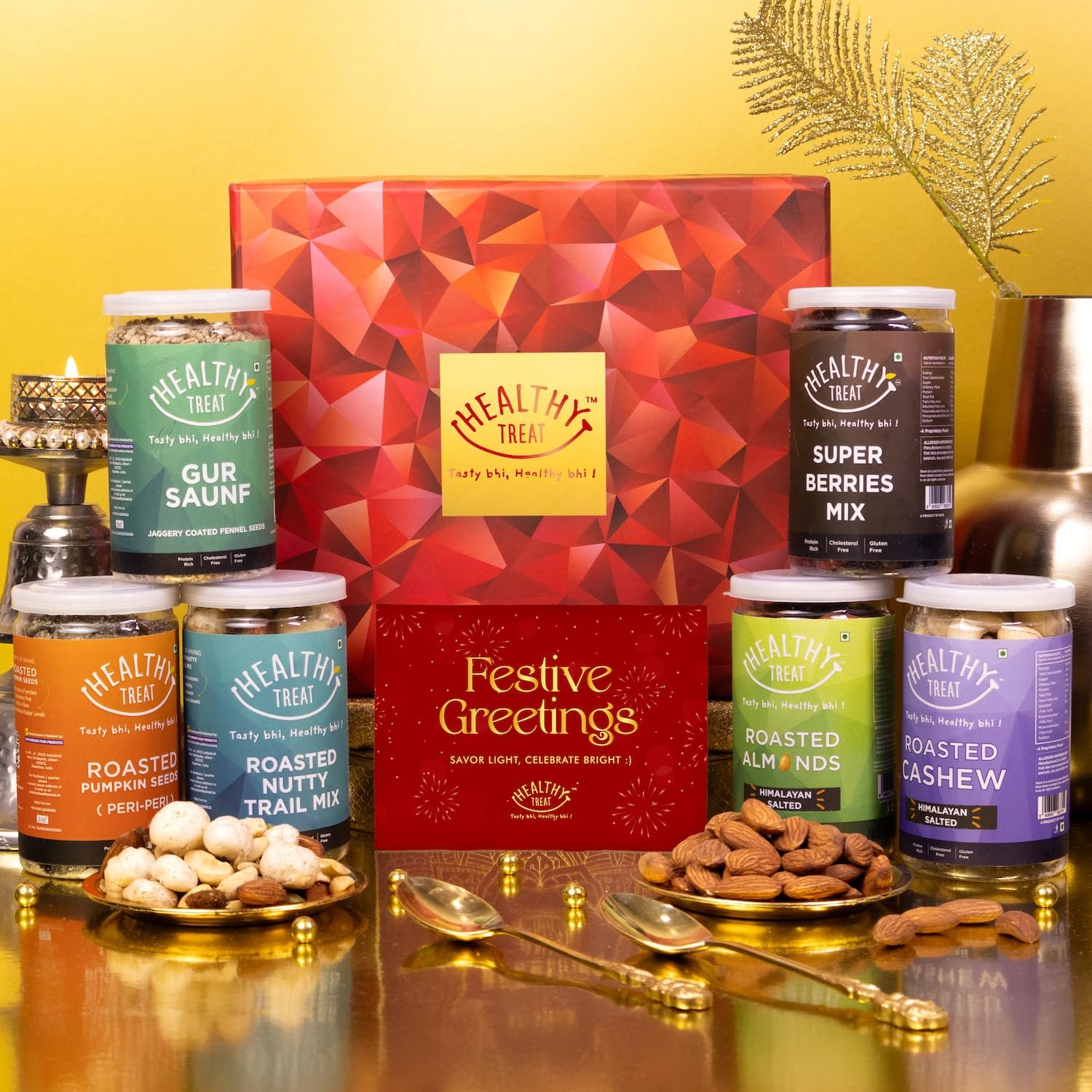 Healthy Treat Royal Treat Diwali Gift Hamper | Diwali Gifts For Family and Friends | Festival Gift | Diwali-Hamper with Healthy Roasted Snacks, Dry Fruits, Greeting Card for Gifting | Wholesome Corporate Gifting Healthy Treat Royal Treat Diwali Gift Hamper | Diwali Gifts For Family and Friends | Festival Gift | Diwali-Hamper with Healthy Roasted Snacks, Dry Fruits, Greeting Card for Gifting | Wholesome Corporate Gifting