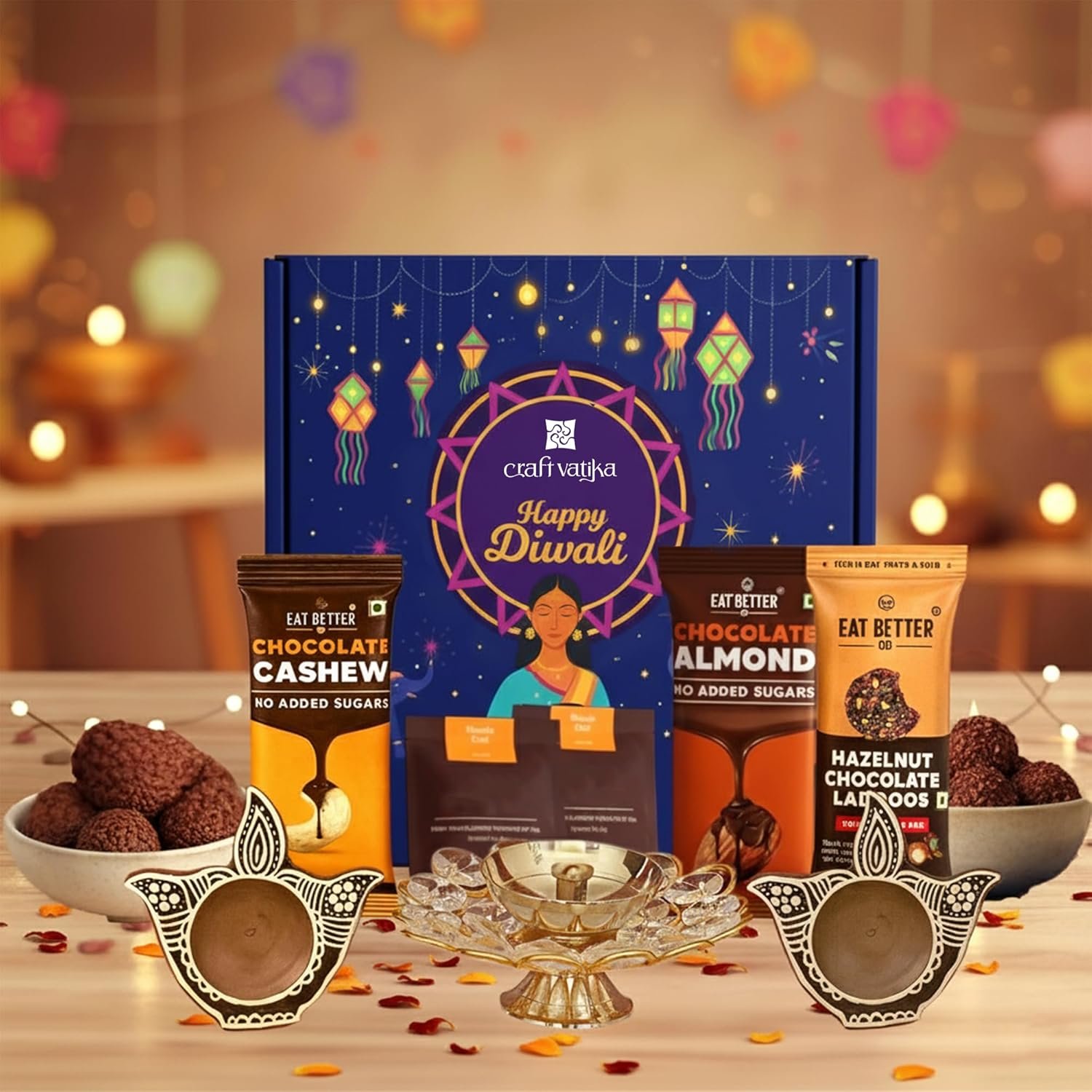 CraftVatika Diwali Gift Hamper Box, Diwali Decoration for Home, diwali gifts for family and friends, Dry-Fruits, Healthy Snacks, Healthy Gourmet Snacks Gift Pack, Wholesome Corporate Gifting CraftVatika Diwali Gift Hamper Box, Diwali Decoration for Home, diwali gifts for family and friends, Dry-Fruits, Healthy Snacks, Healthy Gourmet Snacks Gift Pack, Wholesome Corporate Gifting