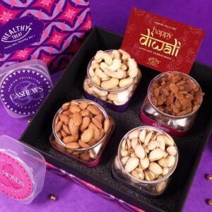Healthy Treat Classic Assorted Diwali Gift Hamper | Roasted Dry Fruit Gift Box with Diwali Card | Deepawali Gift Hampers | Diwali's Gift Box | Wholesome Corporate Gifting | Healthy Snacks Gift Hamper for Gifting
