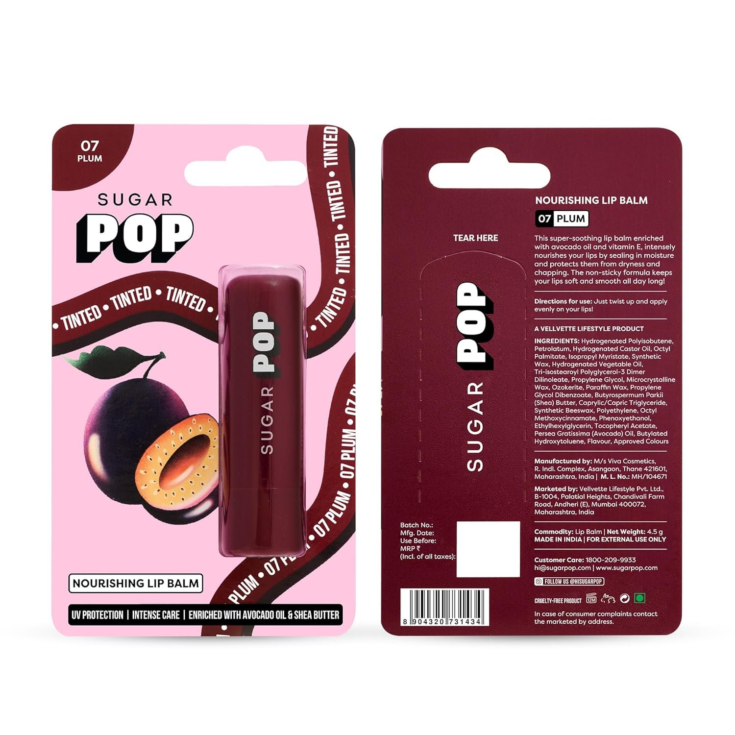 81i2FUBw2nL. SL1500 SUGAR POP Nourishing Lip Balm | Castor Oil, Shea Butter & Avocado Oil | Hydrating | 4.5gm – 07 Plum