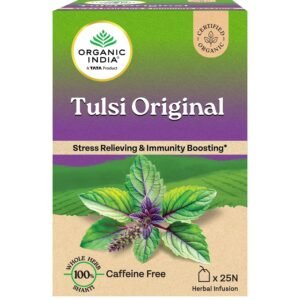 A TATA Product - Organic India Tulsi Original - 25 Tea Bags, Caffeine-Free Herbal Tea with Tulsi, Natural Detoxifier, Rich in Antioxidants, Convenient Staple-Free Bag