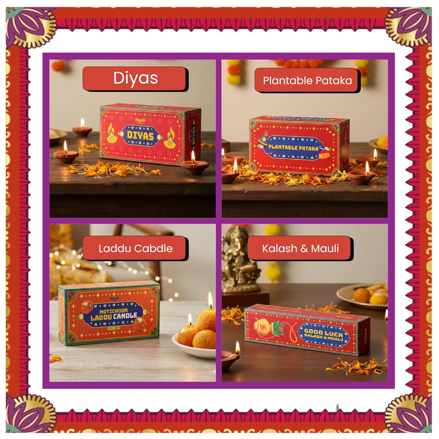 81vxxiXFRcL. SL1500 Happilo Tyohar Diwali Gift Box with 10 Inclusions | Scented Candles | Plantable Pataka | Playing Card | Kalash &Mouli | Panchmeva | Diyas | Greeting Card | Toran | Dry Fruits | Gift Hamper | Corporate Gifting