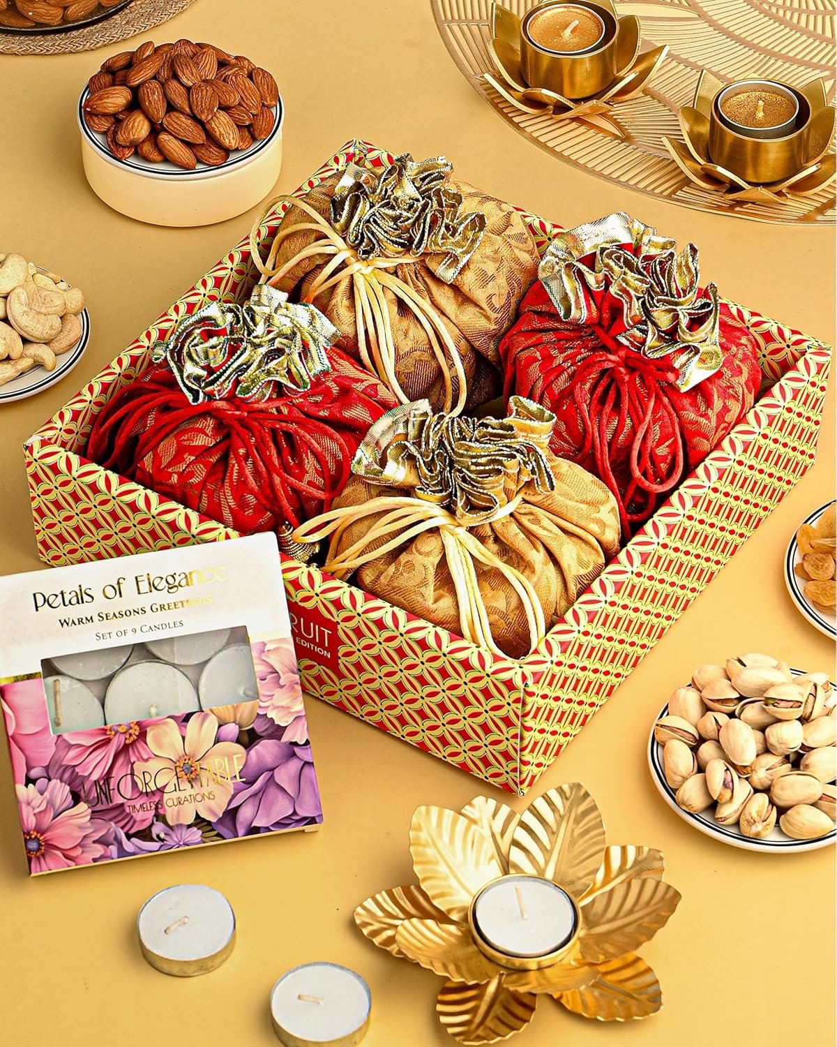 HyperFoods® Diwali Gifts for Family and Friends DryFruit Combo Pack Rawfruit's Handcrafted Potli Pack of 4 Almond Cashew Raisins Pistachios 495 Grams DryFruits Gift Box Diwali Gift Hamper HyperFoods® Diwali Gifts for Family and Friends DryFruit Combo Pack Rawfruit's Handcrafted Potli Pack of 4 Almond Cashew Raisins Pistachios 495 Grams DryFruits Gift Box Diwali Gift Hamper