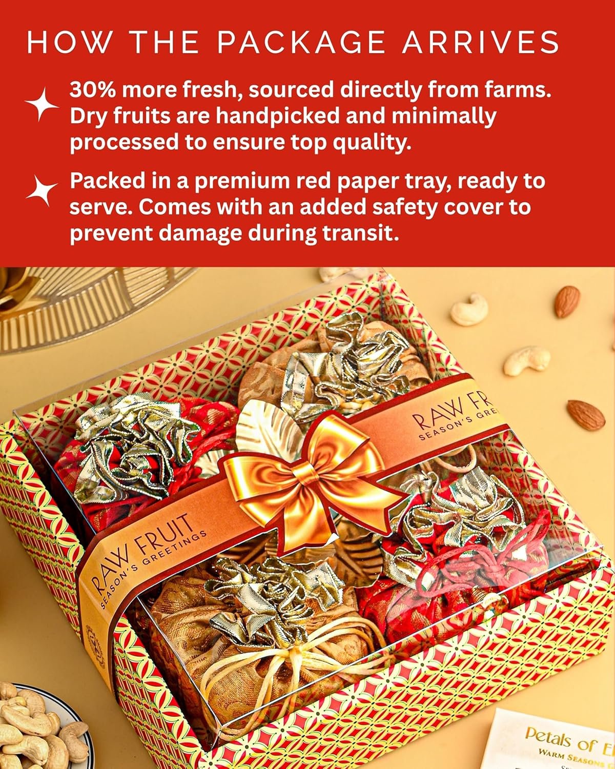 91pqbtgdzxl. sl1500 HyperFoods® Diwali Gifts for Family and Friends DryFruit Combo Pack Rawfruits Handcrafted Potli Pack of 4 Almond Cashew Raisins Pistachios 495 Grams DryFruits Gift Box Diwali Gift Hamper