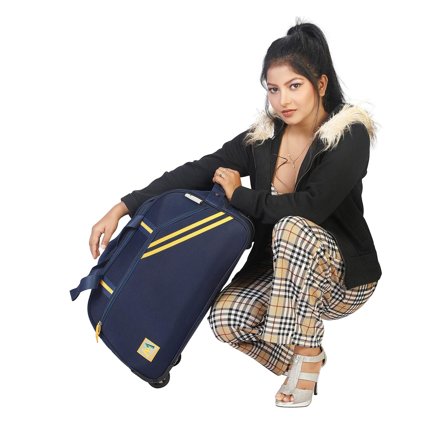 91ue5ctx4sl. sl1500 M MEDLER Oxter 65 Liters Polyester Trolley Duffle Bag-Luggage Bag- Navy Blue