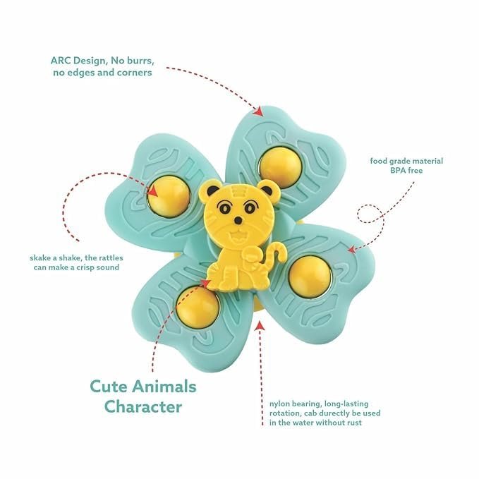 41dnzoqbsl Strong Suction Cup Fidget Rotating Sensory Bath Toys for Baby 6 12 18 Months Airplane Car Travel Table & Window Toys for 1 2 Years Old Toddler Boys and Girls