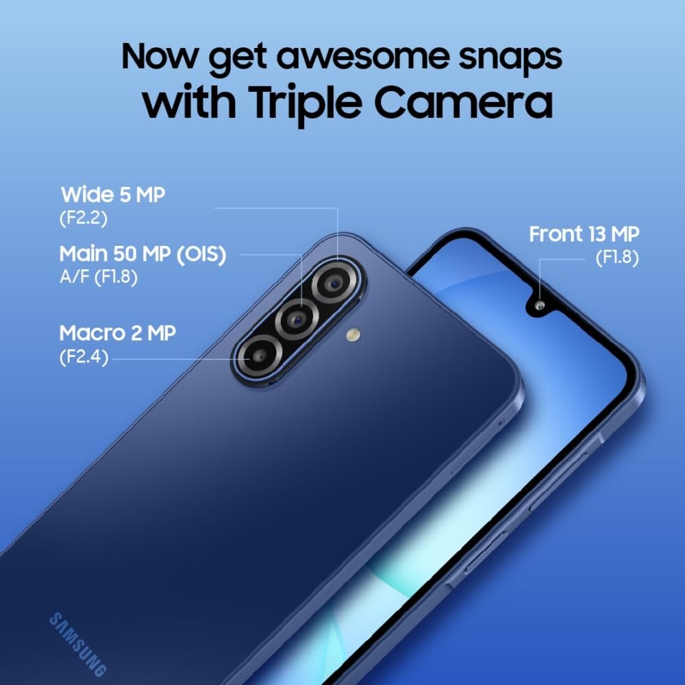 51drwblfhl. sl1000 Samsung Galaxy A17 5G (Gray, 8GB RAM, 128GB Storage) | with Travel Adapter | 50 MP No Shake Camera | Gemini Live | Circle to Search | Super AMOLED | Corning Gorilla Glass Victus | 7.5mm Sleek | AI