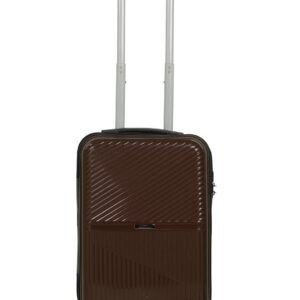 Teakwood Small Size 8 Wheels Trolley Bag, Hard Cabin with Zipper Closure, Adjustable Push Button & Cross Side Strap, Number Lock System 360 Degree (Small, Brown)