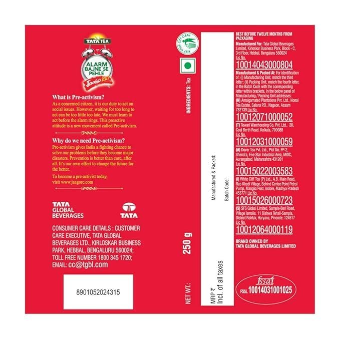 51gkeadjkbl Tata Tea Agni| Strong Leaf Tea| 250 Gm Each| Pack of 4| 1 Kg Pack+ Green Ilayachi 25g