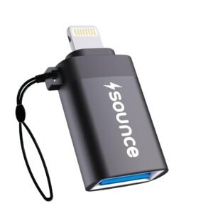 Sounce Lightning Male to USB 3.0 A OTG Adapter – High-Speed Data Transfer, Plug & Play, Compatible with iPad, iPhone 15, 14, 13, 12, 11, X & Other Series – Durable & Portable (Black)