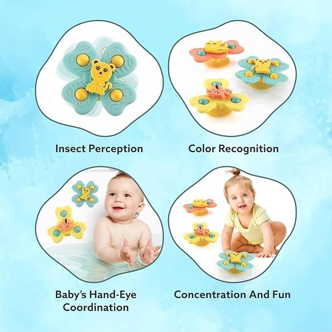 51mbtleu72l Strong Suction Cup Fidget Rotating Sensory Bath Toys for Baby 6 12 18 Months Airplane Car Travel Table & Window Toys for 1 2 Years Old Toddler Boys and Girls