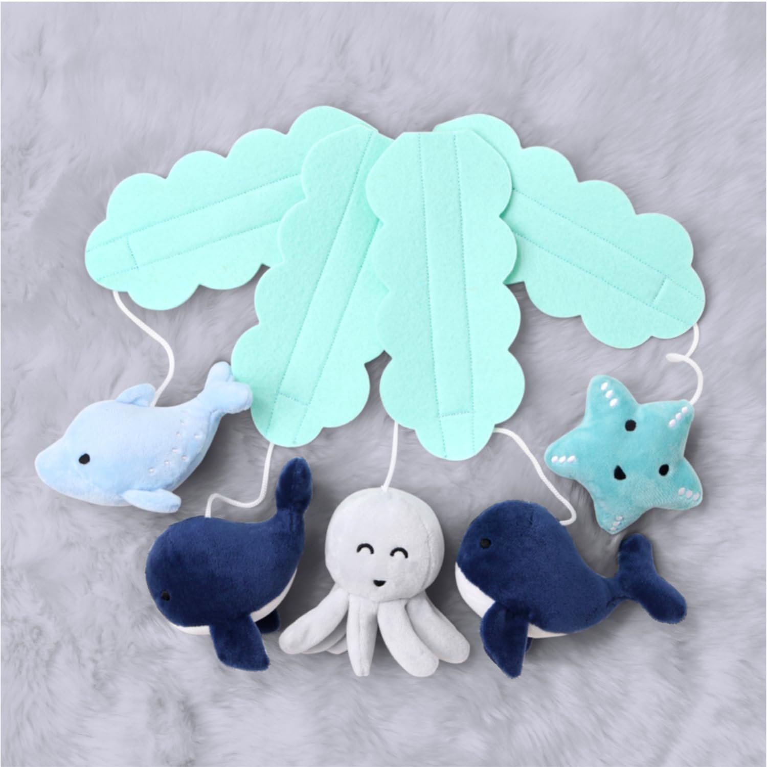 61dhe ojiel. sl1500 The Peanutshell Crib Mobile for Boys or Girls – Light and Dark Blue Musical Baby Crib Mobile with 12 Lullabies, Ocean Baby Nautical Nursery Decor