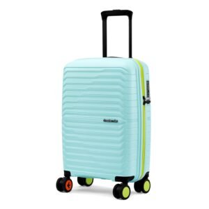 Nasher Miles Cairo Hard-Sided Polypropylene Cabin Luggage 20 inch | 55cm | 8 Wheels Small Trolley Bag for Travel | Suitcase (Pastel Green & Neon)