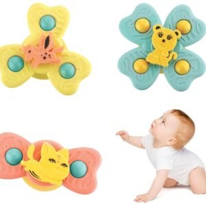 Strong Suction Cup Fidget Rotating Sensory Bath Toys for Baby 6 12 18 Months Airplane Car Travel Table & Window Toys for 1 2 Years Old Toddler Boys and Girls