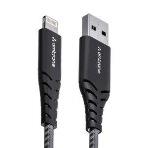 Ambrane USB To Lightning 3A Fast Charging Braided Lightning Cable Compatible For iPhone 14,13, 12,11, X, 8, 7, 6, 5, Ipad, Macbook, Imac, Airpods, 480Mbps Data Sync, 1.5Meter Long (RCL -15, Black)