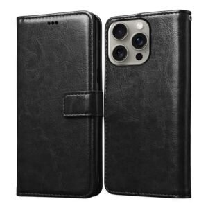 Flip Cover Back Case for Apple iPhone 16 Pro Max | Premium Leather Finish | Inbuilt Pockets & Stand | Flip Cover Back Case for Apple iPhone 16 Pro Max (Black)