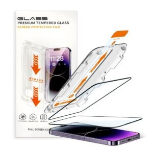 LIRAMARK Easy Fit 9H Anti-Smudge Tempered Glass Screen protector compatible with iPhone 14 Plus Screen Guard with auto align Installation Kit for Apple iPhone 14 Plus (6.7 inch)