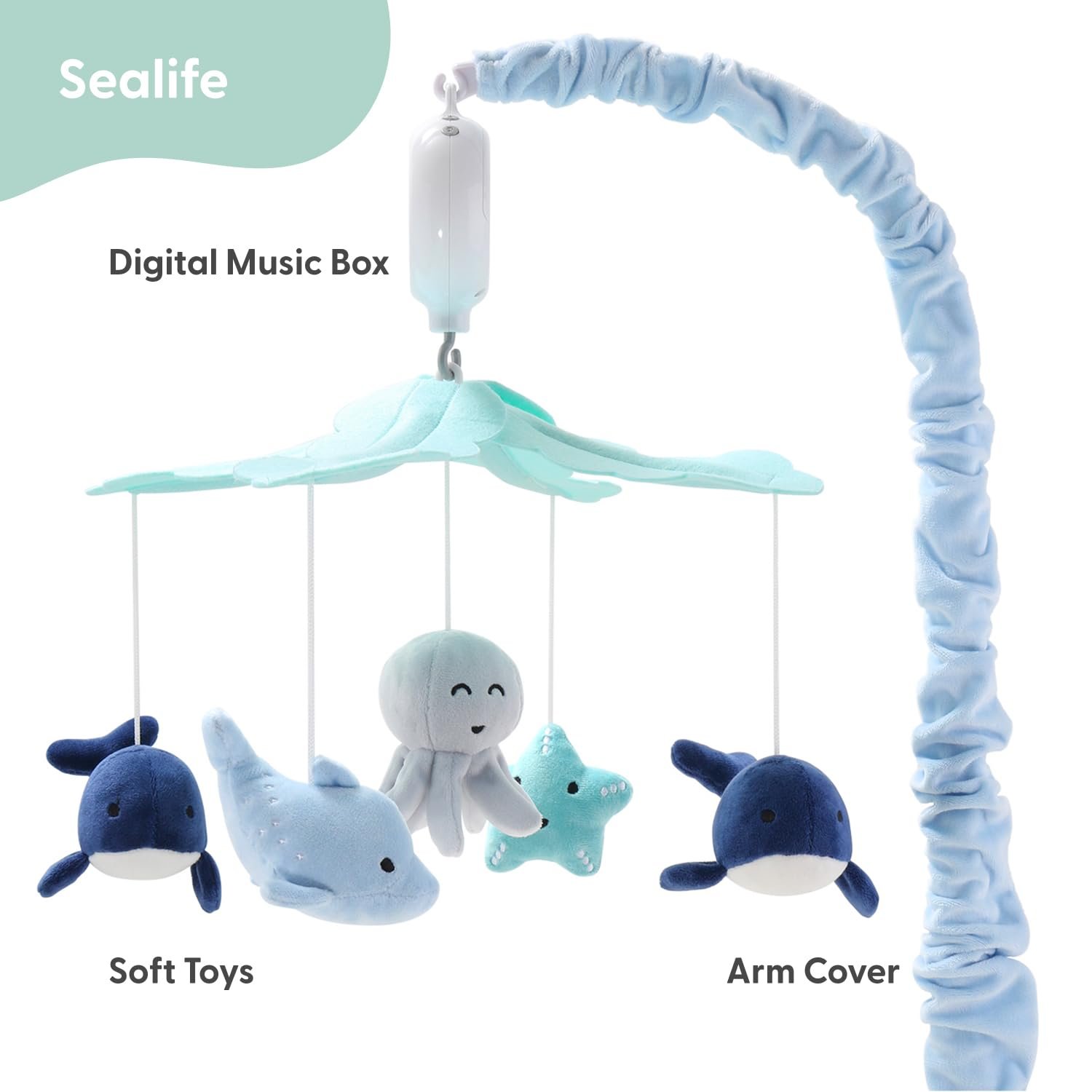 61otgnwlxl. sl1500 The Peanutshell Crib Mobile for Boys or Girls – Light and Dark Blue Musical Baby Crib Mobile with 12 Lullabies, Ocean Baby Nautical Nursery Decor