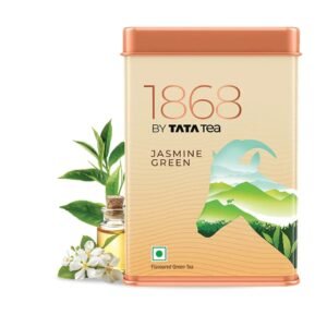 1868 by Tata Tea, Jasmine Green, Munnar Green Tea with Jasmine Oil, Handpicked Whole Leaf, Light, Aromatic, Sweet, From House of TATA (25 cups/50g)