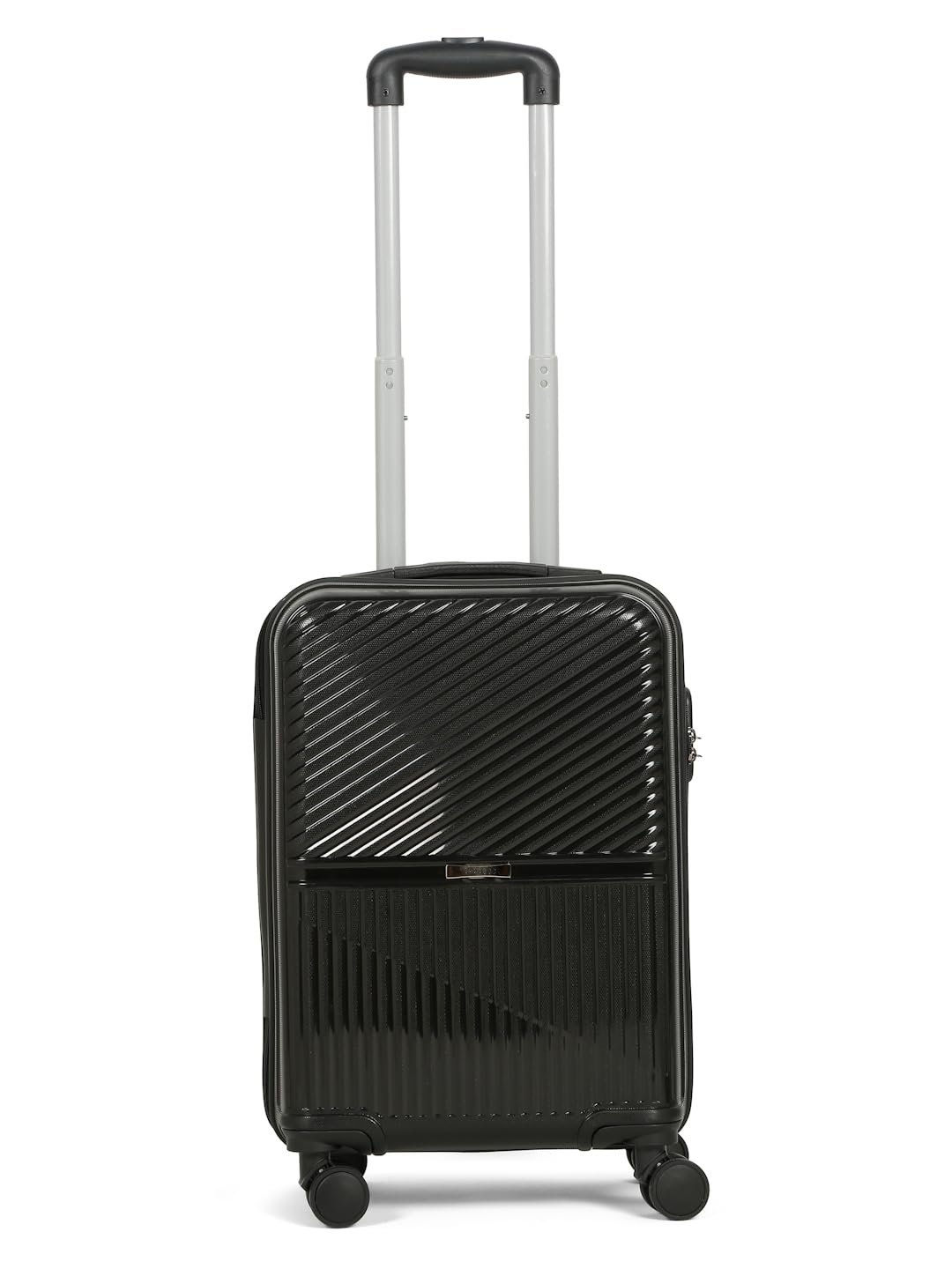 Teakwood Small Size 8 Wheels Trolley Bag, Hard Cabin with Zipper Closure, Adjustable Push Button & Cross Side Strap, Number Lock System 360 Degree (Small, Black) Teakwood Small Size 8 Wheels Trolley Bag, Hard Cabin with Zipper Closure, Adjustable Push Button & Cross Side Strap, Number Lock System 360 Degree (Small, Black)