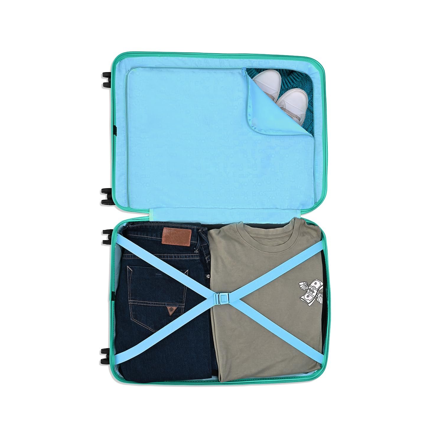 61tf4ud0pbl. sl1500 Skybags Streax | Check-in Trolley Bag, 66 Cm, Medium Hardside Luggage | 8 Wheels, Combination Lock | Polypropylene | Suitcase for Travel | 5 Year International Warranty | Turquoise