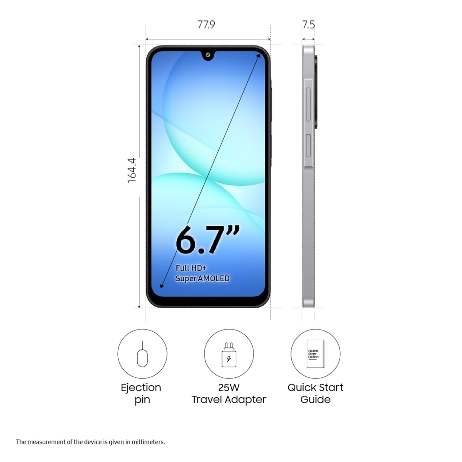 61xhvwlufsl. sl1500 1762508961 8636 Samsung Galaxy A17 5G (Gray, 8GB RAM, 128GB Storage) | with Travel Adapter | 50 MP No Shake Camera | Gemini Live | Circle to Search | Super AMOLED | Corning Gorilla Glass Victus | 7.5mm Sleek | AI