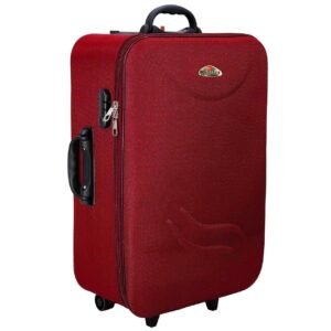 Trolley Bags for Travel Suitcase for Travel 3 Wheels 24 inch Medium Cabin Protection Trolley Bag Polyester Softsided Wheeling System Uv Luggage (Maroon)