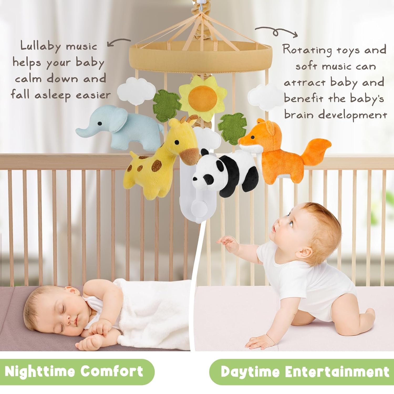 716y7hovrrl. sl1500 Animals Baby Crib Mobile – Safari Baby Mobile for Crib with 12 Lullabies for Boys & Girls, Nursery Mobiles, Fits Standard Cribs, Forest Nursery Decor