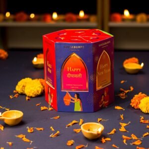 Goosebumps Diwali 6 Days Celebration Hexagon Gift Box of 6 Thoughtful Inclusions | Celebration Box | Corporate Diwali Gift Hamper | Diwali Dry Fruit Gift Pack I Festive Hamper contain 18 delicious Snacks |