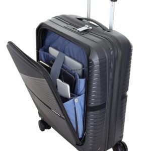 American Tourister Cabin AIRCONIC2.0 SP 55 cm Small Front Opening Polypropylene (PP) Hard 8 Wheels Spinner Luggage/Suitcase/Trolley Bag for Travel (Black)