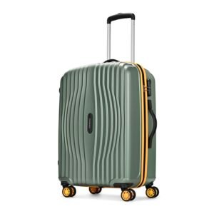 Aristocrat Vortex Plus | Check-in Trolley Bag, 65 Cm, Medium Hardside Luggage | 8 Wheels, Combination Lock | Polycarbonate | 3 Year International Warranty | Thyme Green