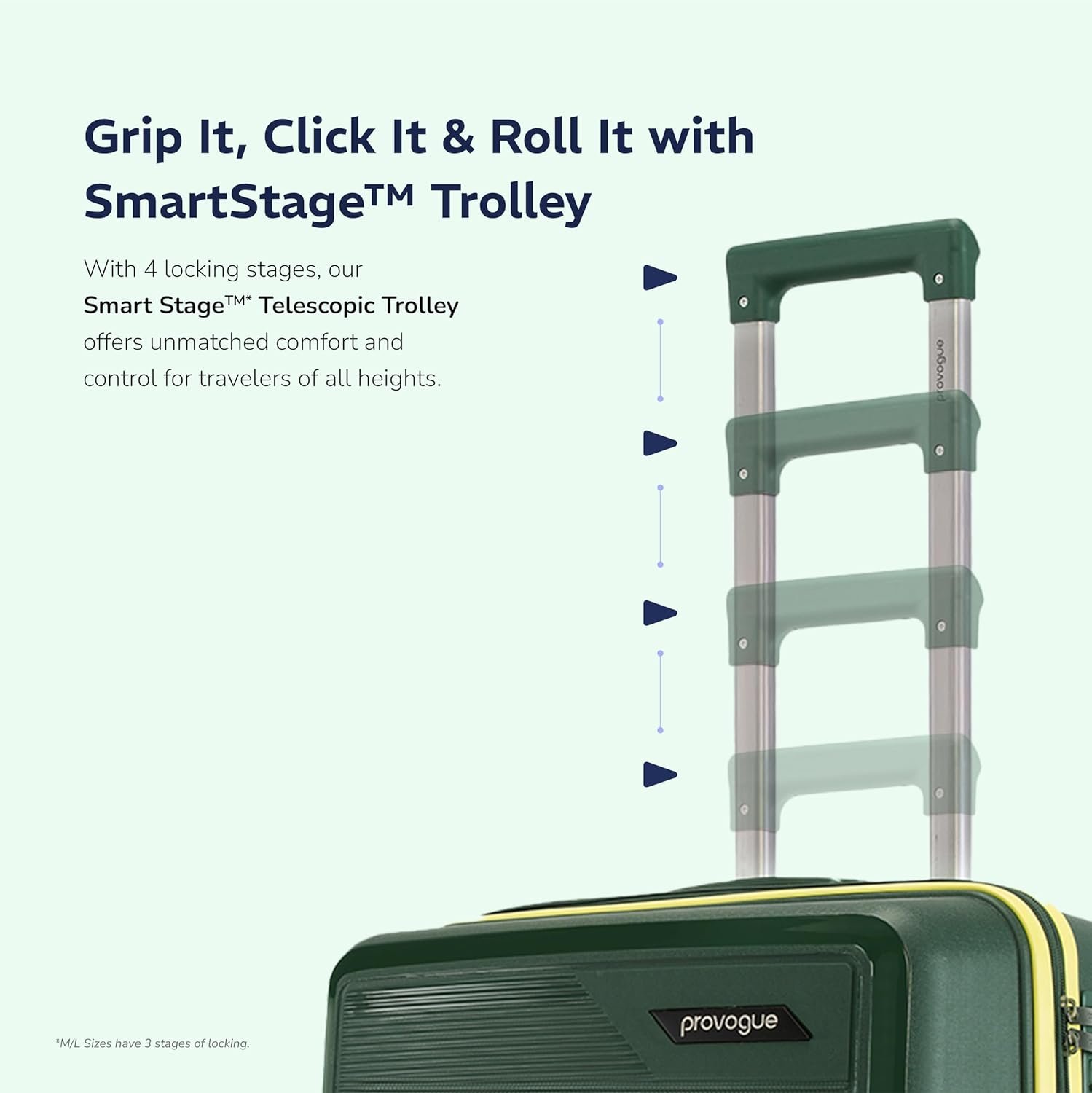 71bc4ui2fl. sl1500 Provogue Spectrum Hard-Sided PP 55 Cm Suitcase/Cabin Trolley Bag Small| Expandable Space with 8 Wheels Trolley Bags for Travel |Lightweight with Combination Lock|5 Year Warranty (Midnight Fern Green)