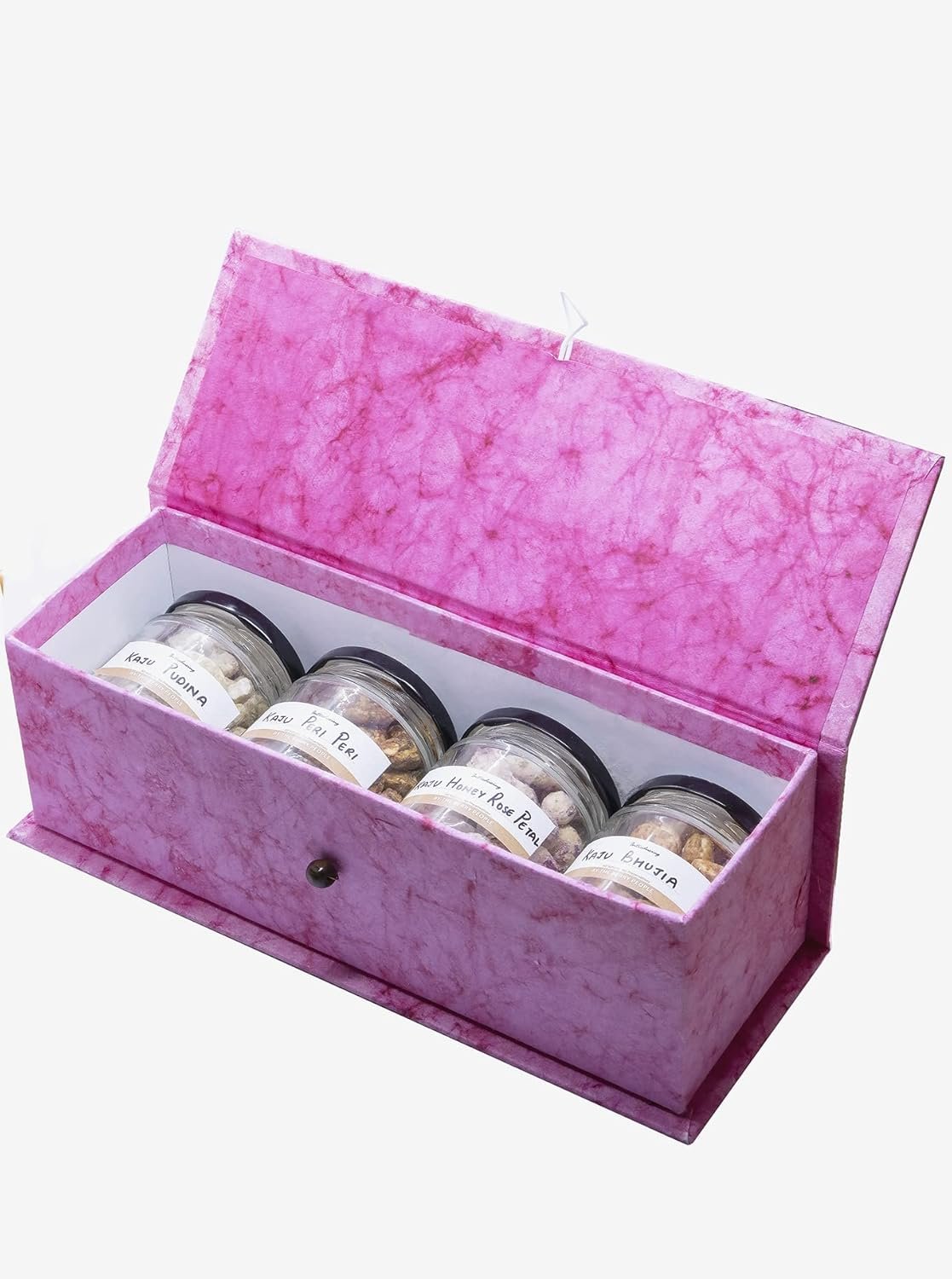 The Berry People: Festive Treats Gift Hamper - Flavoured Dry Fruits Combo of Kaju Peri Peri, Kaju Pudina, Kaju Rose Petal & Kaju Bhujia | Nutritious Pack & Healthy Snacks | Diwali Gift The Berry People: Festive Treats Gift Hamper - Flavoured Dry Fruits Combo of Kaju Peri Peri, Kaju Pudina, Kaju Rose Petal & Kaju Bhujia | Nutritious Pack & Healthy Snacks | Diwali Gift