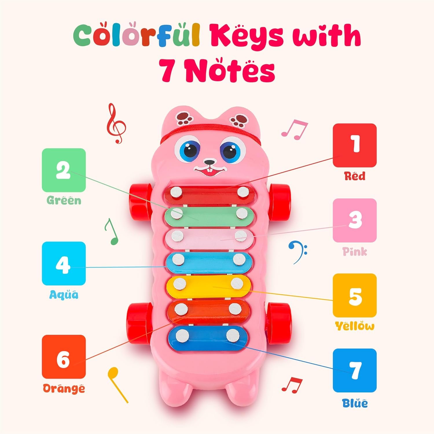 71xxw4cu6dl. sl1500 Xylophone Musical Educational Toy for Kid (1-3Year Old) I Toddlers Babies Kids Girls, Boys I 2-in-1 Piano Combined I Safe for Drum Sticks for Fast and Fun Learning for Kid Pink