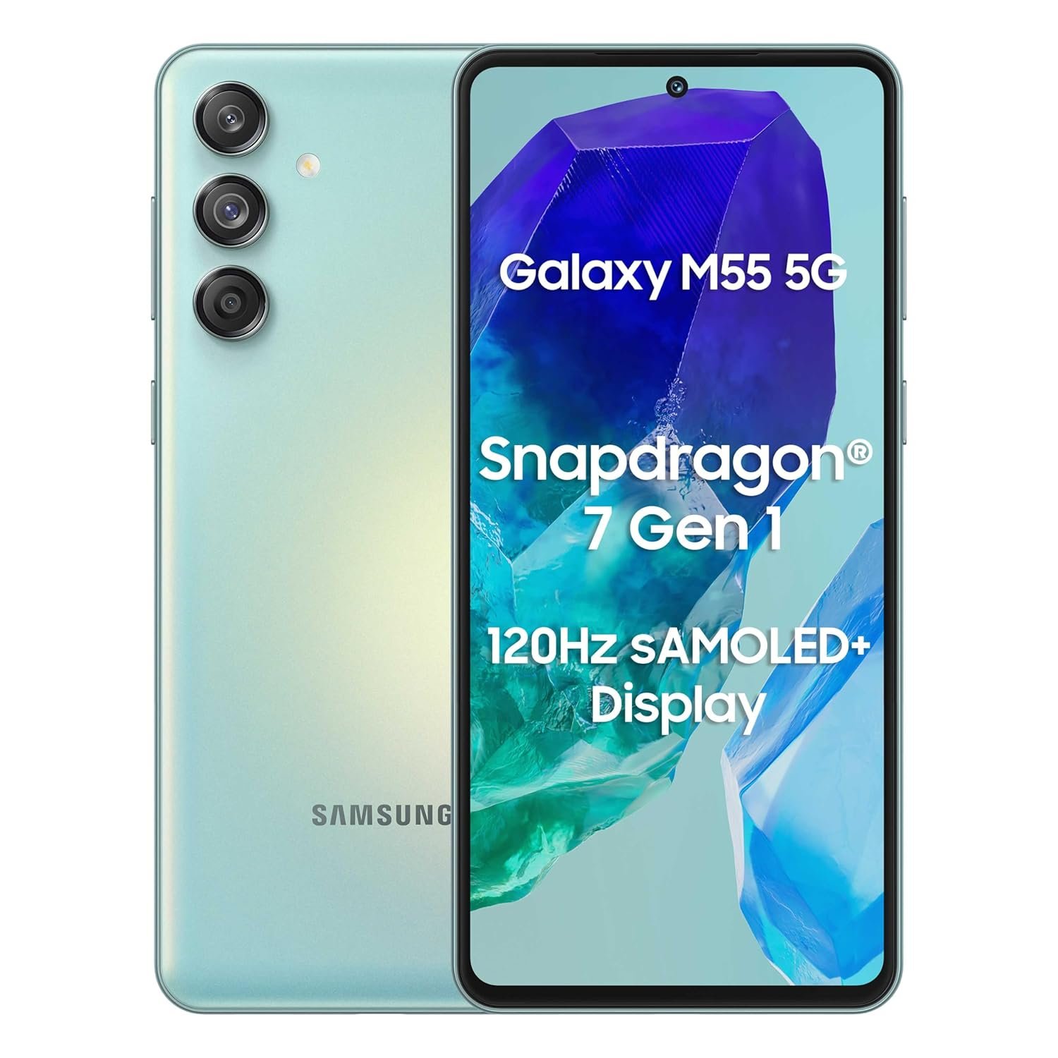 Samsung Galaxy M55 5G (Light Green,12GB RAM,256GB Storage) | 50MP Triple Cam| 5000mAh Battery| Snapdragon 7 Gen 1 | 4 Gen. OS Upgrade & 5 Year Security Update| Super AMOLED+ Display| Without Charger Samsung Galaxy M55 5G (Light Green,12GB RAM,256GB Storage) | 50MP Triple Cam| 5000mAh Battery| Snapdragon 7 Gen 1 | 4 Gen. OS Upgrade & 5 Year Security Update| Super AMOLED+ Display| Without Charger